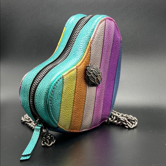 Kurt Geiger Rainbow Striped Heart Crossbody in Multicolor Leather - Picture 3 of 12